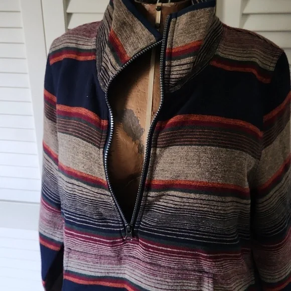 Woolrich Womens Striped Multicolor 3/4 zip Pullover 100% Cotton Medium - Picture 12 of 12